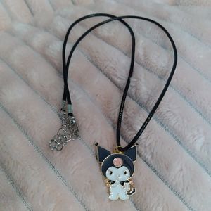 🛍3/$20! 8.5-9.5" Kuromi Necklace on Black Cord